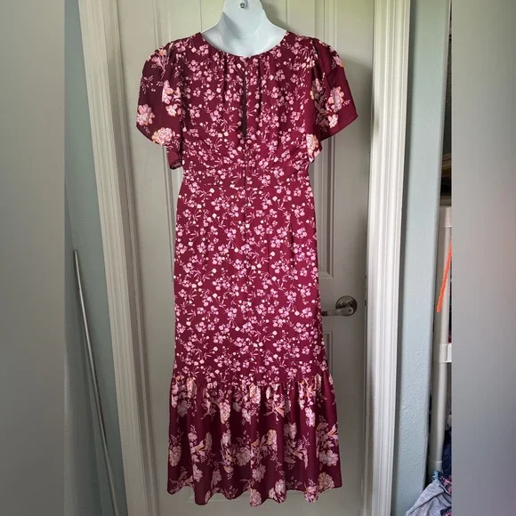 J. Crew Red Ruffled Tiered Midi Sundress - Picture 2 of 5